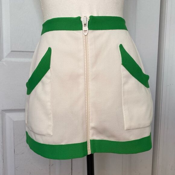 1970s Top Seed Green & White Mod Style Tennis Skirt - Picture 1 of 13
